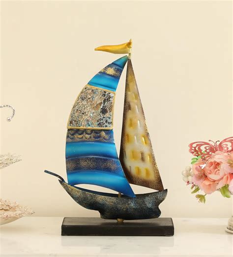 Buy vedas Multicolour Iron Onyx Boat Ship Model Figurine Showpiece Home ...