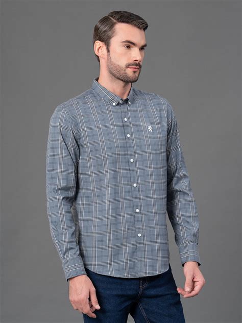 Slate Grey Checked Shirt for Men | Redtape