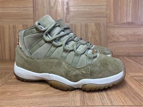 RARE🔥 Nike Air Jordan Retro XI 11 Olive Green Gold L… - Gem
