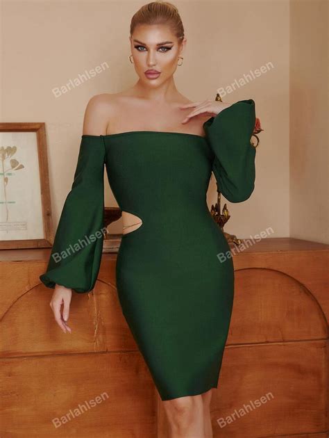 Off Shoulder Cut Out Waist Bandage Dress | SHEIN USA