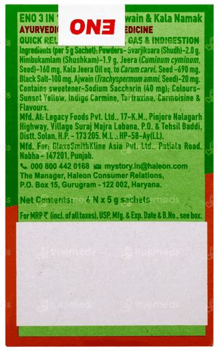 Eno 3 In 1 Real Jeera Ajwain Kala Namak 5gm Pack Of 6 Sachets - Uses ...