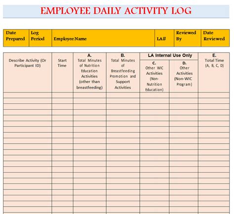 Image result for Activity Log Book Template