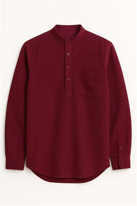 Maroon Linen Blend Short Kurta