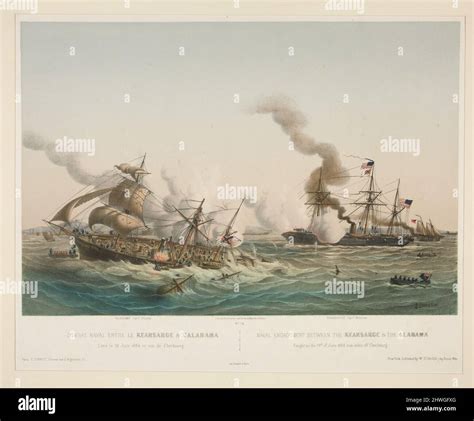 Combat Naval entre le Kearsage & l’Alabama, No. 14 (Civil War). Artist ...