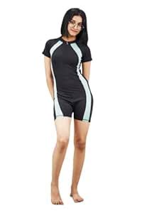 Imperative Solid Women Monokini Swimsuit (Large, Black/Frosty Green ...