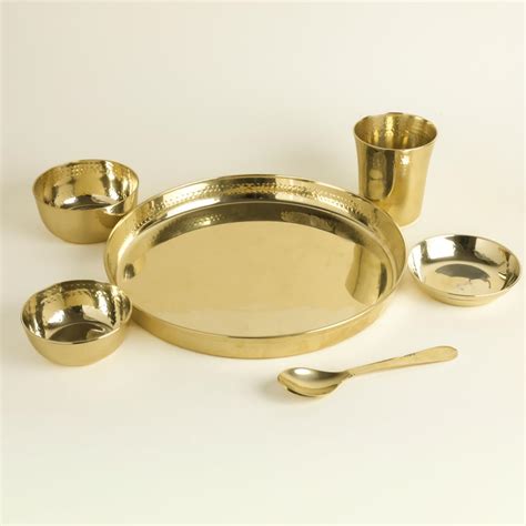 Bhimonee Decor | Hammered Kansa Thali Set 6Pcs | Approx Weight (1600gm ...