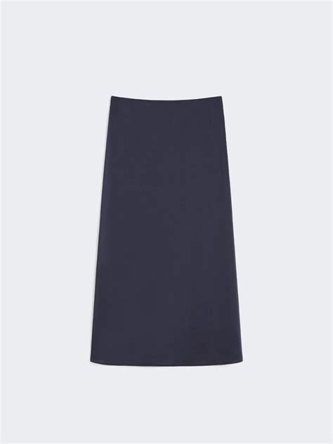 Satin calf-length skirt, navy | Max Mara