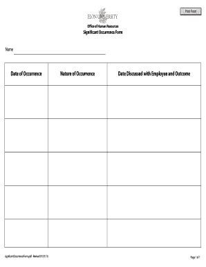 Fillable Online elon Significant Occurrence Form Fax Email Print ...