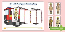 Five Little Firefighters Counting Song Sheet