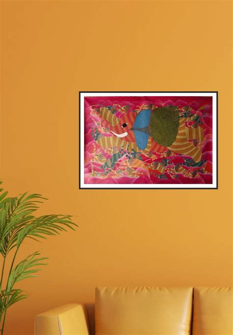 Buy Flying Elephants Gond Painting Online | Gond Art for Sale ...