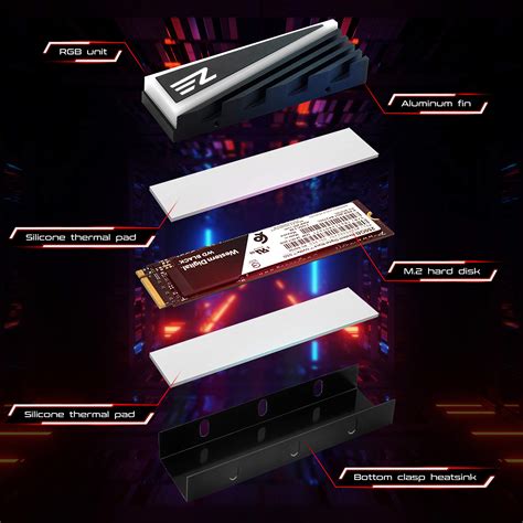 Buy EZDIY-FAB NVME M.2 Aluminum Heatsink 5V 3 Pin ARGB Cooler for 2280 ...
