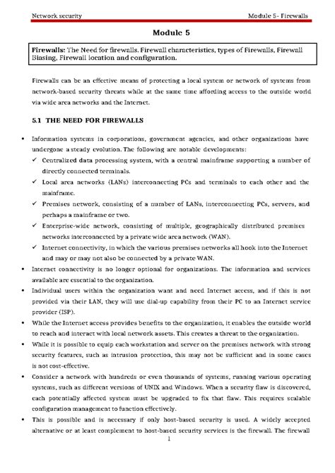 Module 5- Firewalls - Module 5 Firewalls can be an effective means of ...