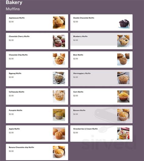 Menu - Plainfield CT's The Victorian & The Village Bakery | Sirved