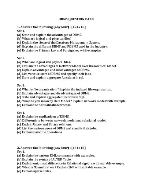 DBMS Sample Question Bank - DBMS QUESTION BANK Answer the following ...