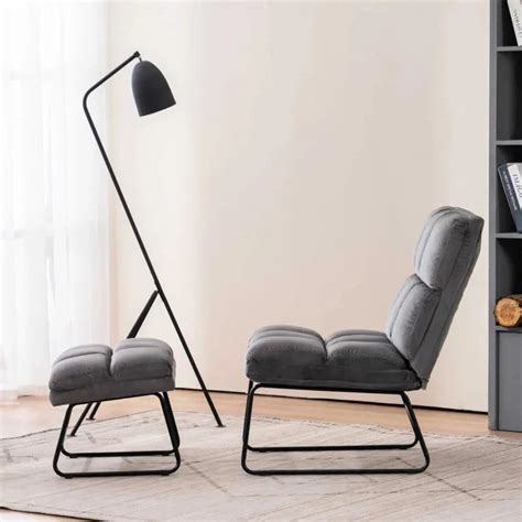 Hiltonia Chair with Ottoman – Grey – Doe Buck