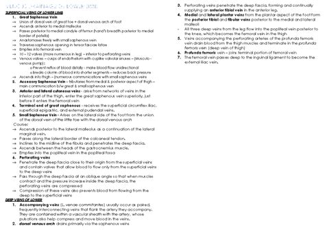 Venous Drainage - SUPERFICIAL VEINS OF LOWER LIMB 1. Great Saphenous ...