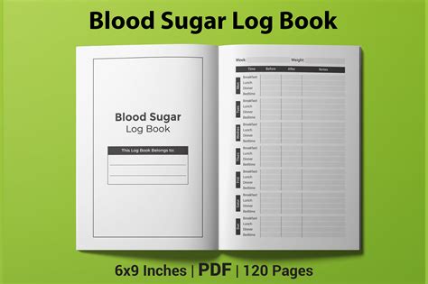 Blood Sugar Log Book Templates Gráfico por KDP Unique · Creative Fabrica