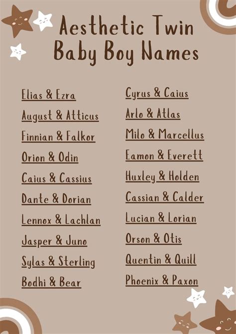 Printable Lists of Twin Baby Names {Both Boy & Girl} - Printables Hub