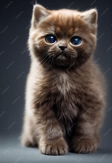 Premium Photo | Tiny cute adorable brown british shorthair kitten with ...