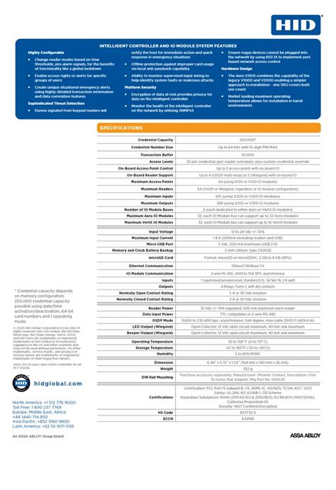 Access Control System - HID Aero X1100 Access controller, Weigand and ...