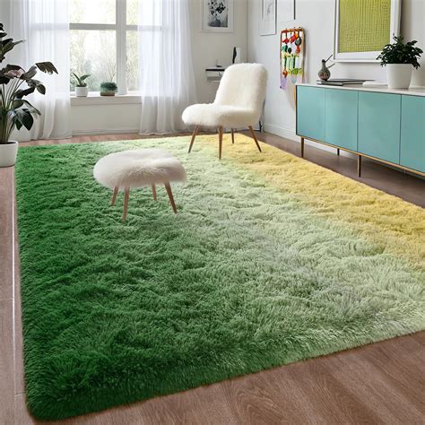 Amazon.com: DweIke Shag Area Rug, 5x8 Ft Gradient Grass Green Rug ...
