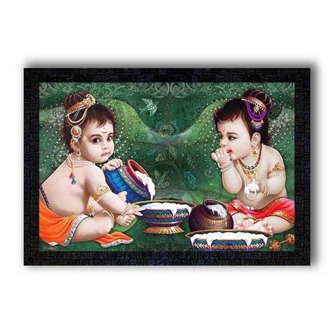 pnf (Baby Bal Krishna with Wooden Synthetic Frame Painting with Acrylic ...