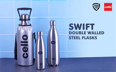 Cello Swift Thermosteel Water Bottle 2200ml, Silver | Double Walled ...