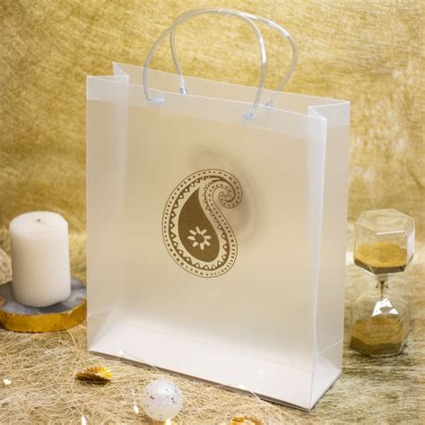 Transparent Big Leaf Printed Luxury Gift Bag with Loop Handle – Artek Bags