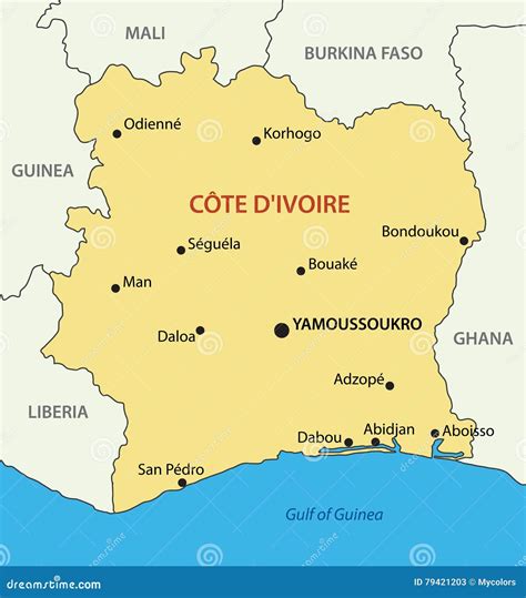 Republic of Cote D Ivoire - Map - Vector Stock Vector - Illustration of ...