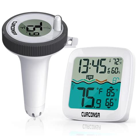 Amazon.com: CURCONSA Pool Thermometer Floating Easy Read, Wireless ...