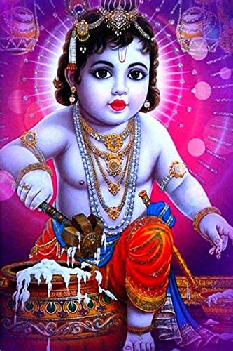 Religious Poster |Krishna Eating Makhan Wall Poster |Bal Gopal Poster ...