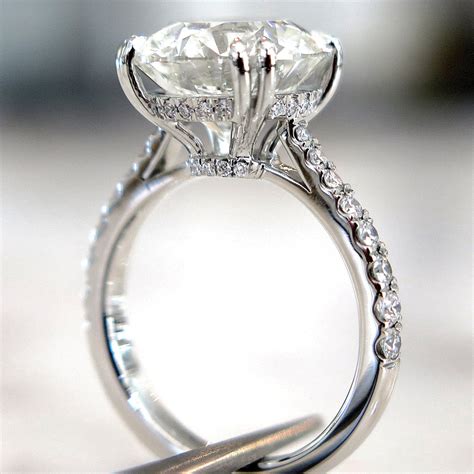 Round Cut Pave Engagement Rings