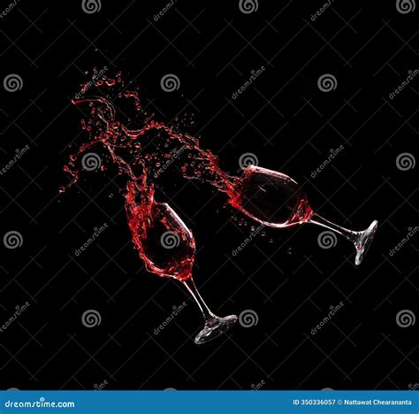 Pouring Clear Wine Glass with Spilled Red Liquid in Air. Red Wine ...