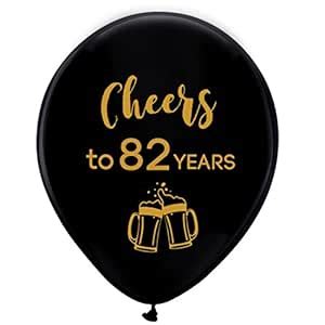 Black Cheers to 82 Years Latex Balloons, 12inch (16pcs) 82th Birthday ...