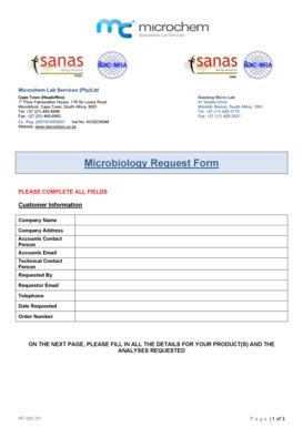 Fillable Online Microbiology Request Form - Microchem Fax Email Print ...