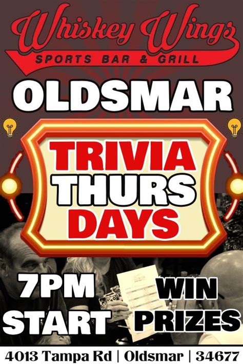Whiskey Wings Oldsmar Trivia Thursdays, Whiskey Wings Oldsmar, 20 ...
