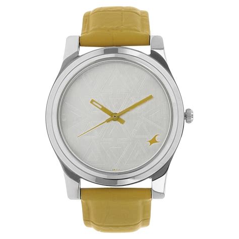 Buy Online Fastrack Quartz Analog Silver Dial Leather Strap Watch for ...