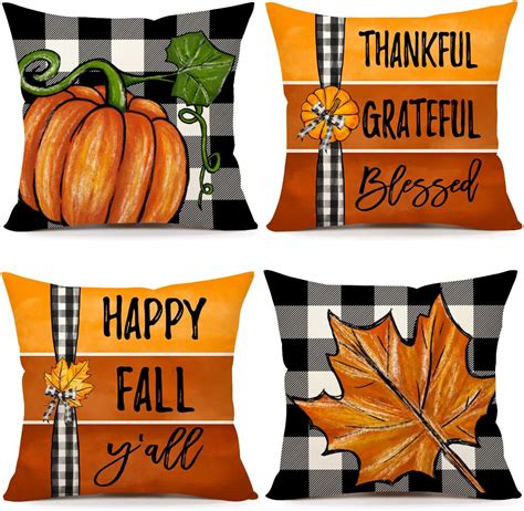 Amazon.com: 4TH Emotion Fall Decor Pillow Covers 18x18 Set of 4 ...