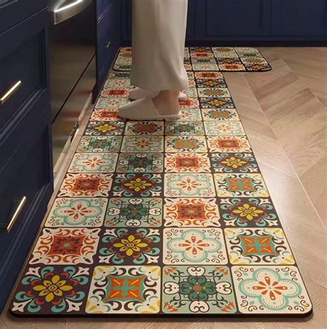 HomeCloud Rectangular Rubber Kitchen Mats For Floor Set of 2 Pcs | Non ...