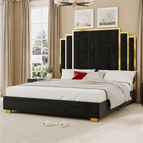 Amazon.com: YUMPIE King Size Platform Bed Frame with 65" Extra Tall ...