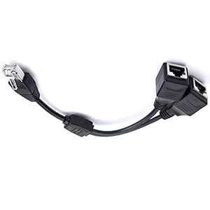 RJ45 Splitter Adapter, RJ45 Male 1 to 2 Female Port Ethernet Socket ...