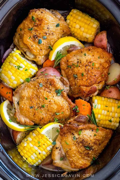 Slow Cooker Chicken Thighs with Vegetables - Jessica Gavin