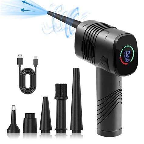 Compressed Air Duster & Small Vacuum Cleaner 2-in-1, USB Rechargeable ...