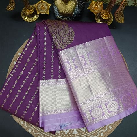 Purple with pastel Varnajalam vegan premium kanchi silk saree LA25917 ...