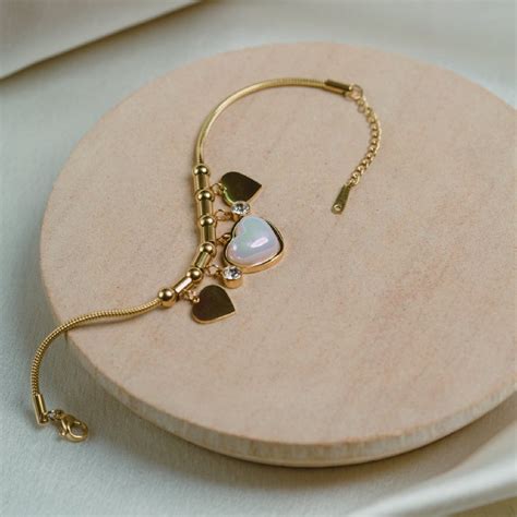 Artklim Gold Plated Hearts Charms Bracelet anti tarnish jewelry