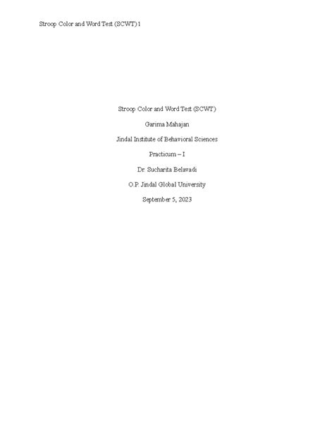 Stroop Test Interpretive Laboratory Report APA-7 Style - Stroop Color ...