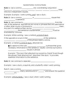 Image result for Comma Rules Close Activity