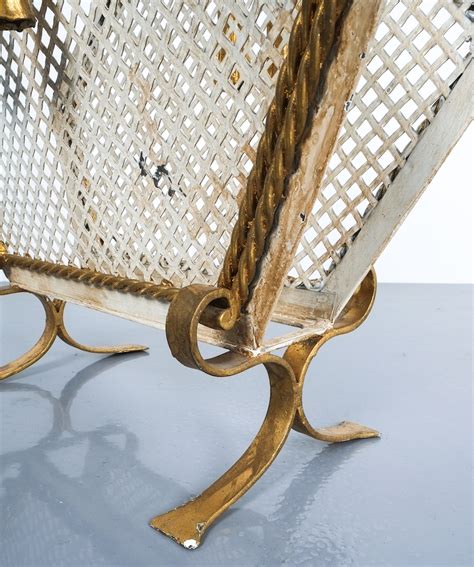 Wrought Iron Magazine Rack Gold White, Germany, circa 1955 – DERIVE