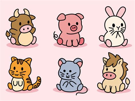 Cute Cartoon Baby Animal Set Graphic by morspective · Creative Fabrica