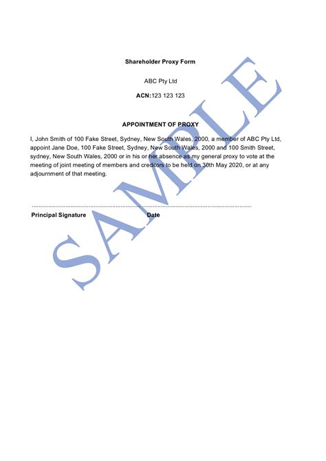 Example Shareholder Voting Proxy Form 的图像结果